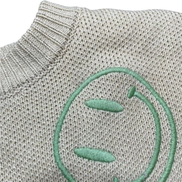 EARTHBOUND Smiley Face Sweater Cream Size Small - Picture 3 of 5